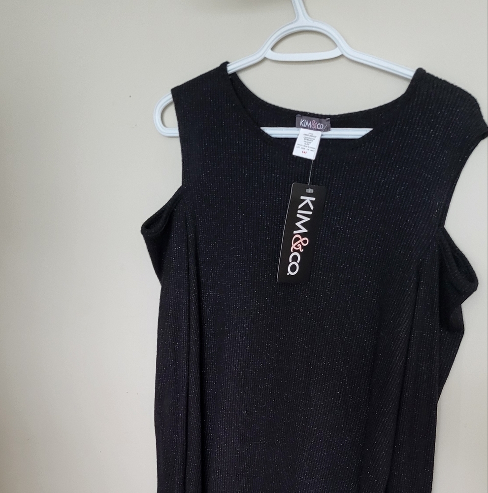 KIM&CO. Black Off-the-Shoulder Sweater HARD TO FIND SIZE L
